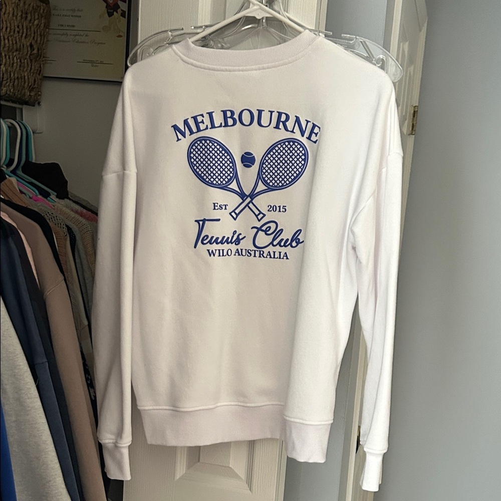 Melbourne Tennis Club White Crewneck Sweatshirt